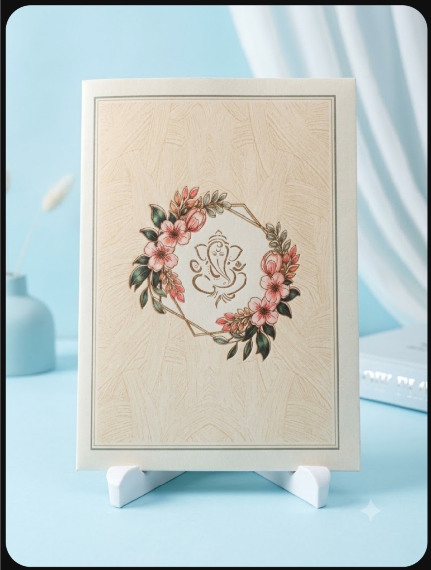 Wedding Card 106 – Floral Ganesha Design (Pack of 100)