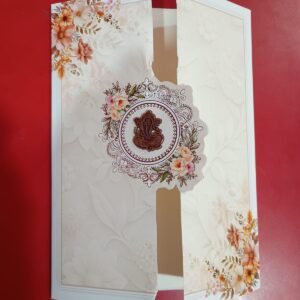 Wedding Card Khushi 3802 – Floral Ganesha Design (Pack of 100)